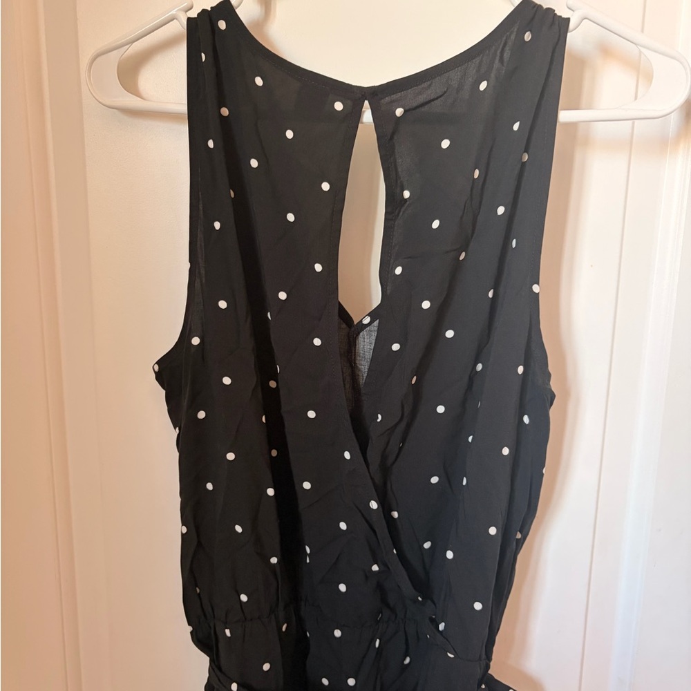 Old Navy Black Polka Dot Sleeveless Jumpsuit, Size Large - Picture 6 of 8